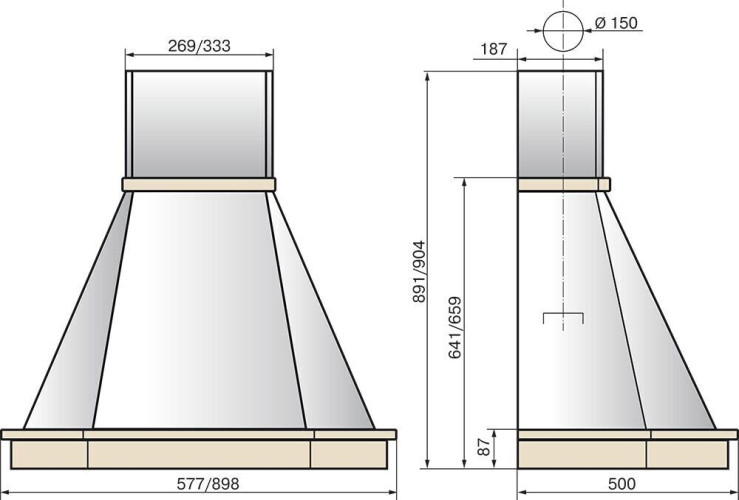 Кухонная вытяжка Elikor Камин Грань 60П-650-П3Л белый без обрамления