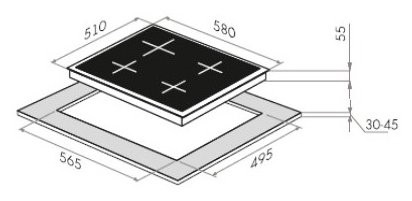 Комбинированная варочная панель MAUNFELD CEHE 64 3 EW/KG
