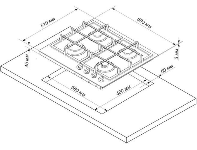 Газовая варочная панель Electronicsdeluxe TG4 750231F-025