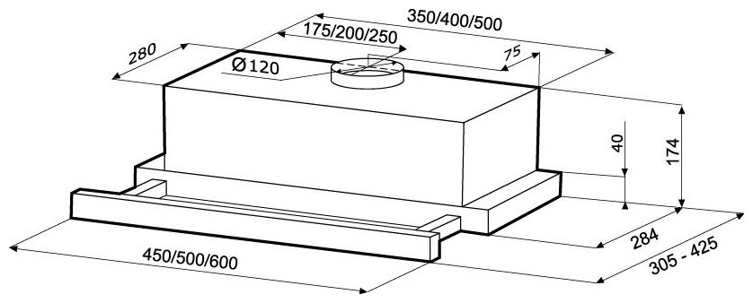 Встраиваемая вытяжка KRONA KAMILLA 500 WHITE