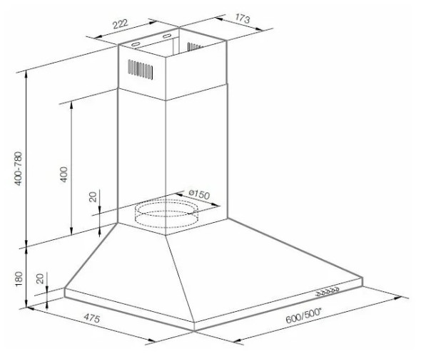 Кухонная вытяжка GRAUDE DHP 50.0 E