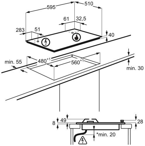 Газовая варочная панель Electrolux GEE 263 MX