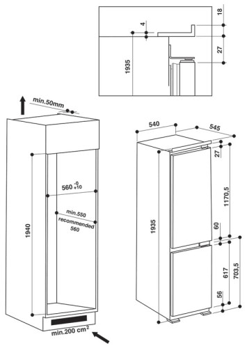 Встраиваемый холодильник Hotpoint-Ariston BCB 8020 AA F C