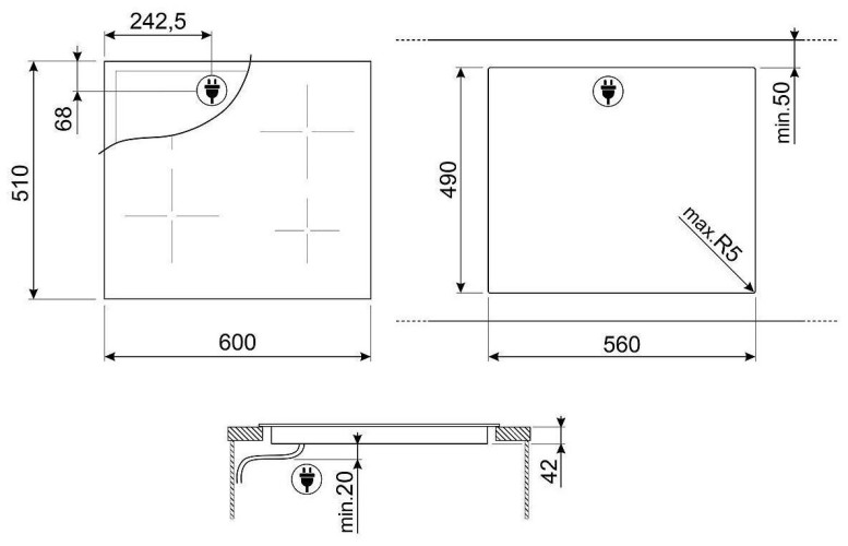 Электрическая варочная панель Smeg SE263TD1