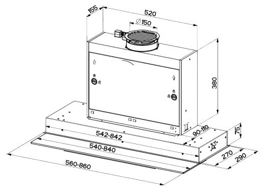 Встраиваемая вытяжка Faber Swift X/WH A60