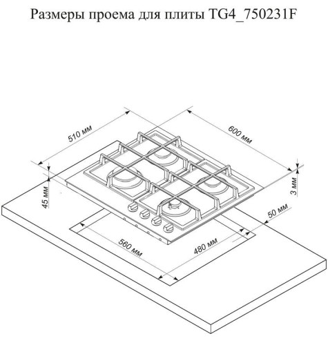 Газовая варочная панель Electronicsdeluxe TG4 750231F-022