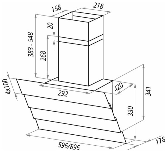Кухонная вытяжка MAUNFELD CASCADA QUART 60
