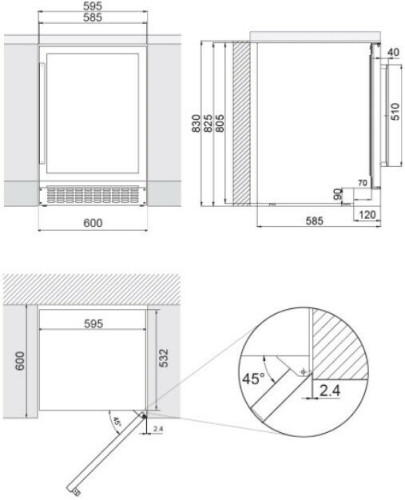 Винный шкаф PANDO PVZB 60 46CRL