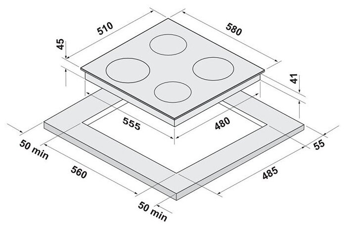 Электрическая варочная панель Krona LUNA 60 BL S K