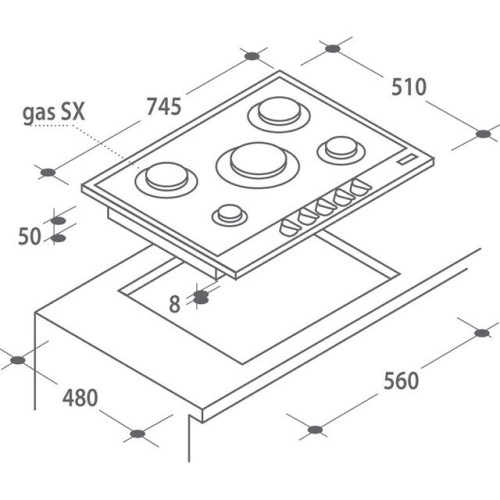 Газовая варочная панель Candy CPGC75SWPGHG