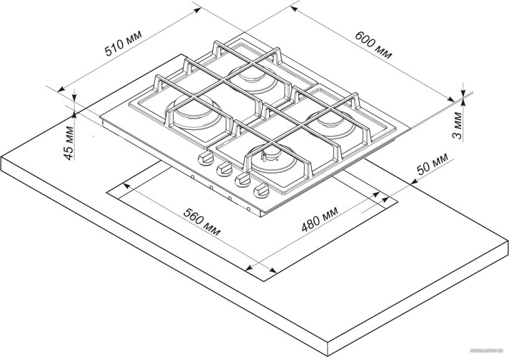 Газовая варочная панель Electronicsdeluxe TG4 750231F-021 ЧР