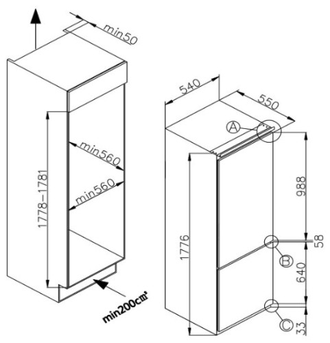 Встраиваемый холодильник Weissgauff WRKI 178 WNF