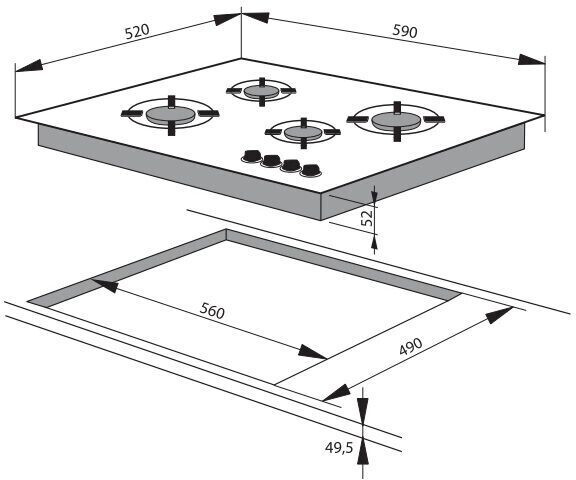 Газовая варочная панель Hansa BHGI 631500