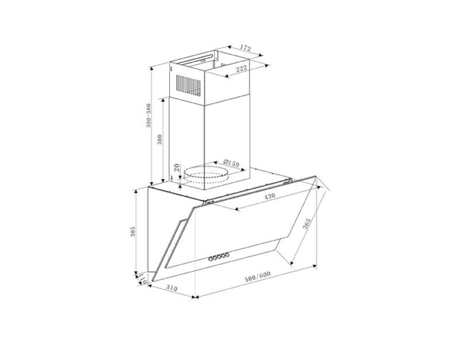 Кухонная вытяжка Oasis NC-60W A