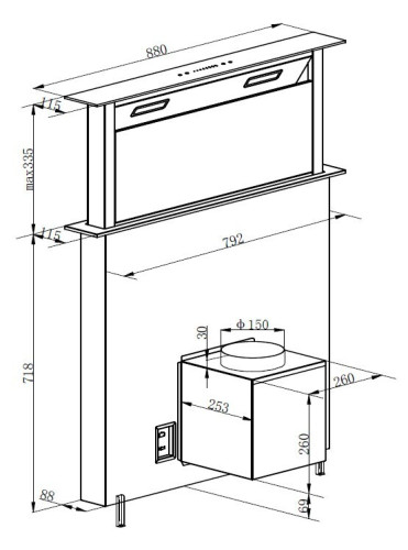 Встраиваемая вытяжка Weissgauff Down Draft Lich 90 BL