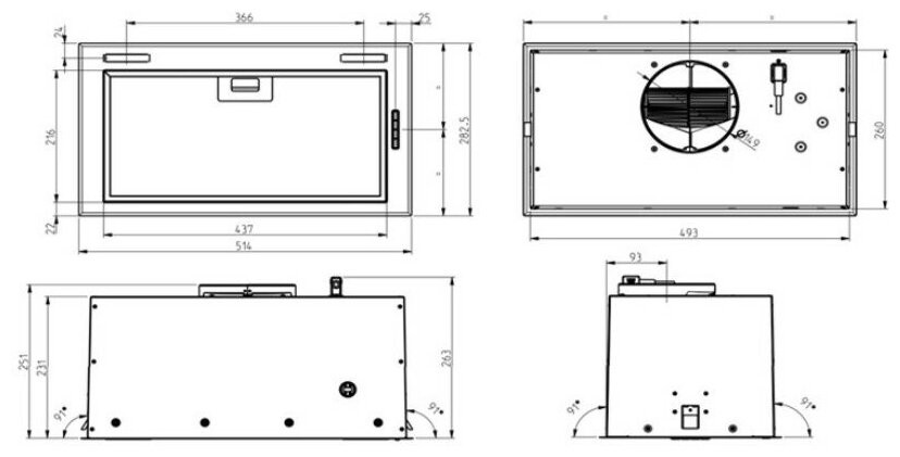 Встраиваемая вытяжка Elica FOLD BL MAT A 52