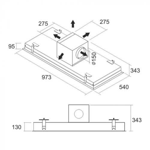 Островная вытяжка Falmec Nube Isola 90 Inox потолочная CNBI90.E0P2 ZZZI400F