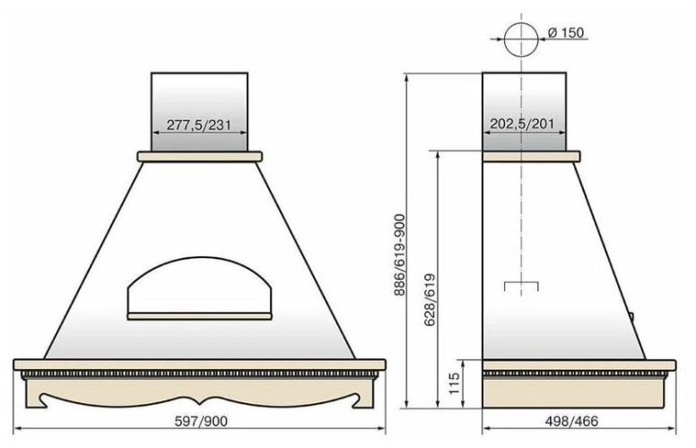 Кухонная вытяжка Elikor Бельведер Флореале 60П 650 П3Д бежевый бук орех