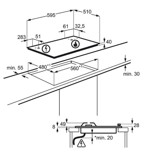 Газовая варочная панель Electrolux EGS 6436 WW