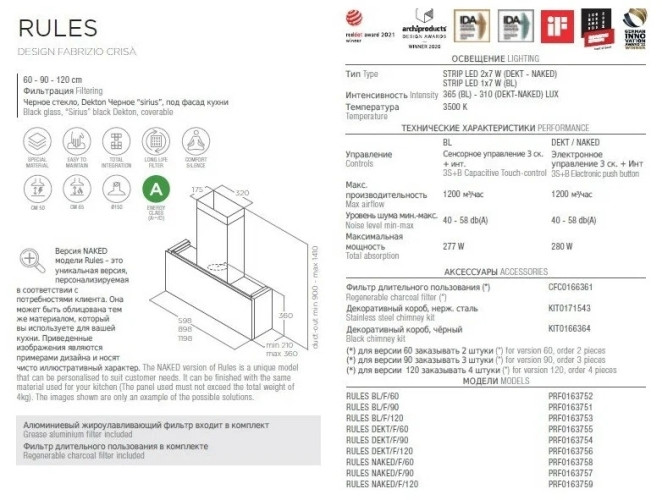 Кухонная вытяжка Elica Rules Dekt/F/120
