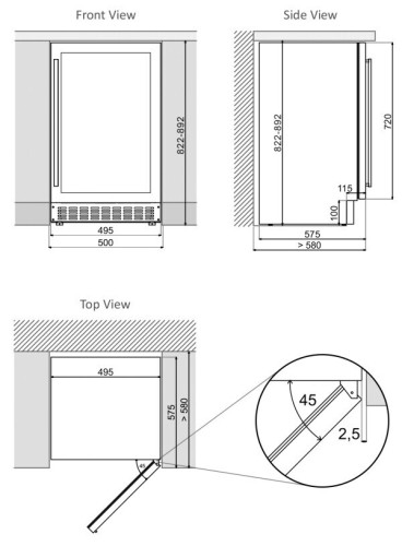 Встраиваемый винный шкаф Elica Veritas BI24 BL