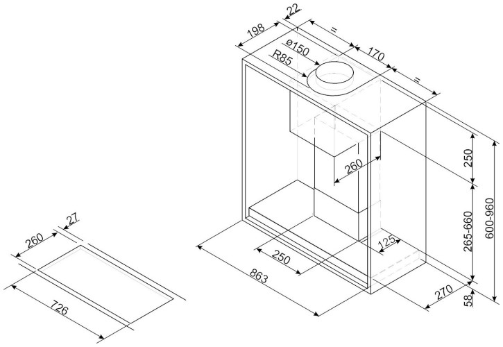 Встраиваемая вытяжка Smeg KSGT74B