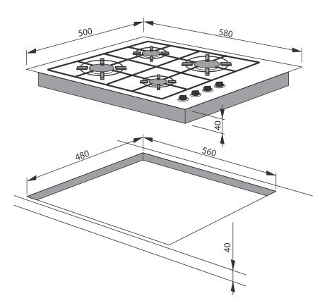 Газовая варочная панель Hansa BHGI 63112028