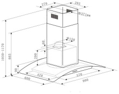 Кухонная вытяжка MAUNFELD Ancona PlusA Isla 90 нержавеющая сталь\прозрачное стекло