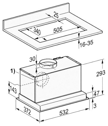 Встраиваемая вытяжка Miele DA 2558 Stainless steel, нержавеющая сталь