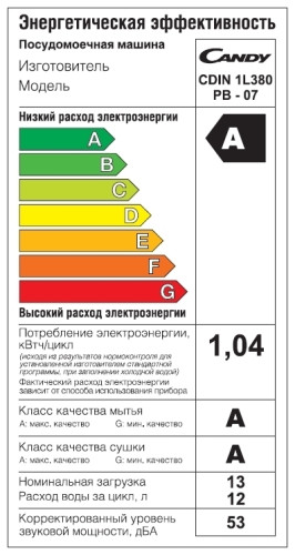 Посудомоечная машина Candy CDIN 1L380PB 07