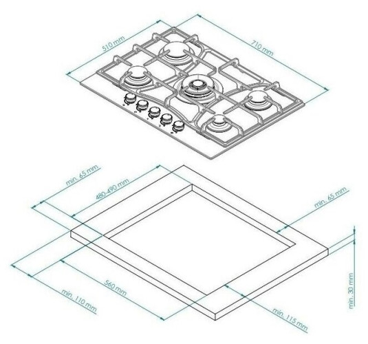 Газовая варочная панель Kuppersberg FG 703 B Bronze