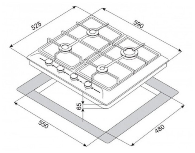 Газовая варочная панель Zorg BP6 FDW BL