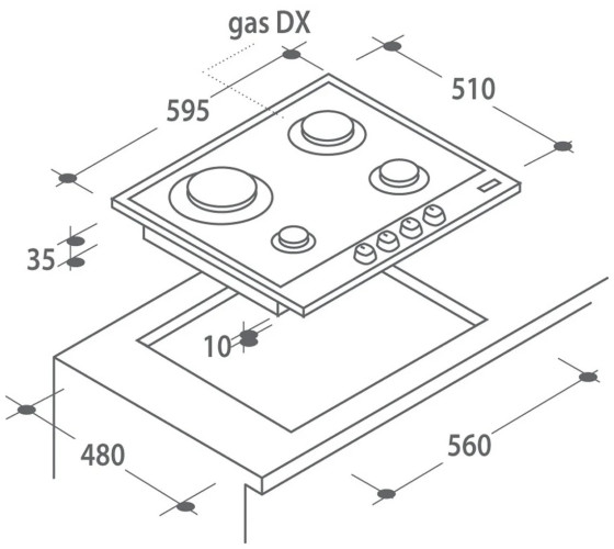 Газовая варочная панель Candy CPG 64 SPB
