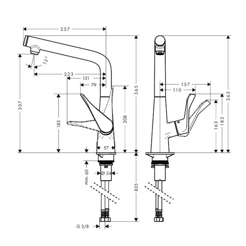 Смеситель для кухни Hansgrohe Metris Select 73810800