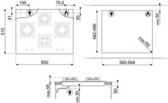 Газовая варочная панель Smeg PV664LCNR