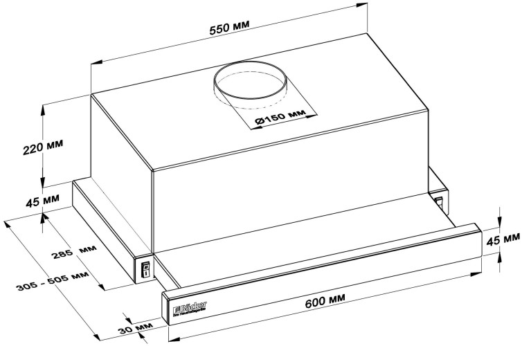 Кухонная вытяжка Backer TH60L 2F200 WG