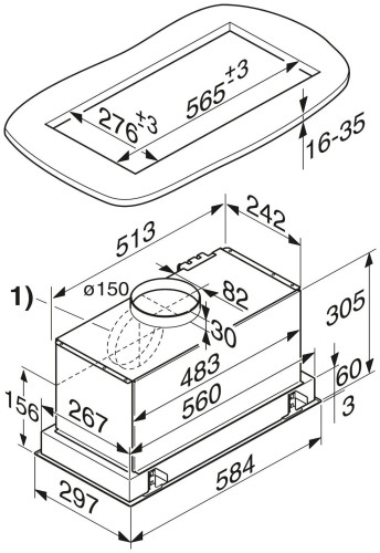 Встраиваемая вытяжка Miele DA 2668 Stainless steel, нержавеющая сталь