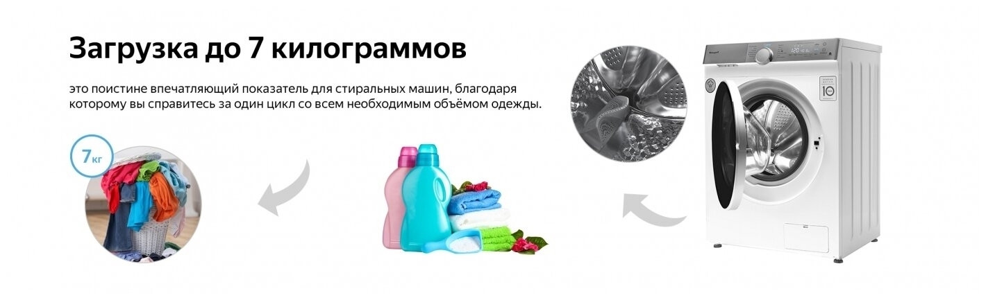 Стиральная машина Weissgauff WM 4947 DC Inverter Touch Steam