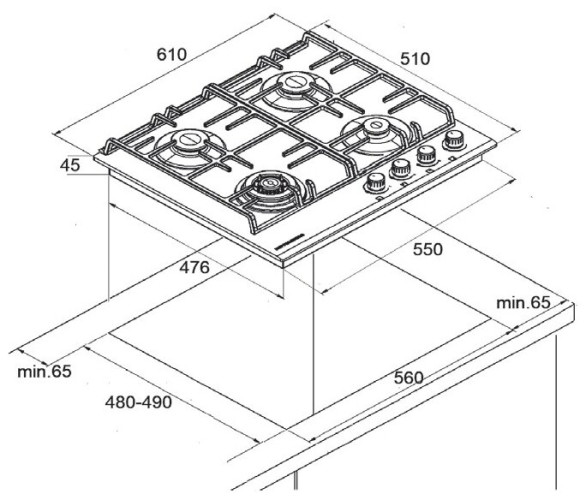 Газовая варочная панель Kuppersberg FS 65 ANT