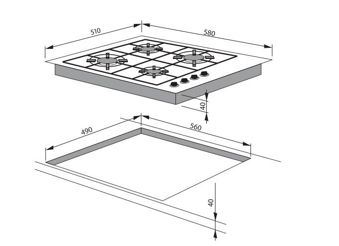Газовая варочная панель Hansa BHGI 63100018