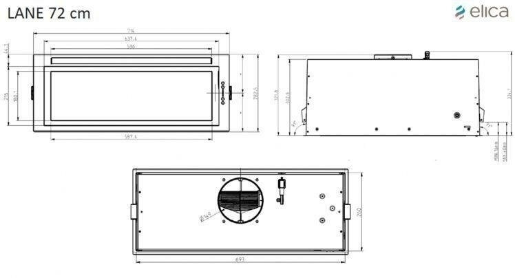 Встраиваемая вытяжка Elica LANE SENSOR BL MAT A 72