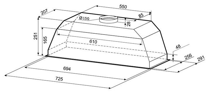 Встраиваемая вытяжка Krona AMELI S 900 white
