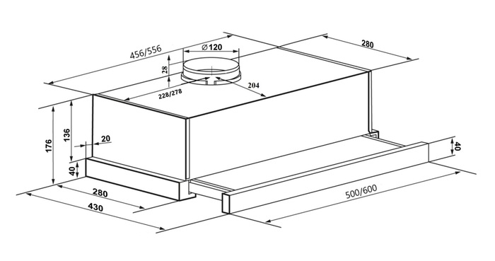 Встраиваемая вытяжка MAUNFELD VS Light 60 Black GLASS