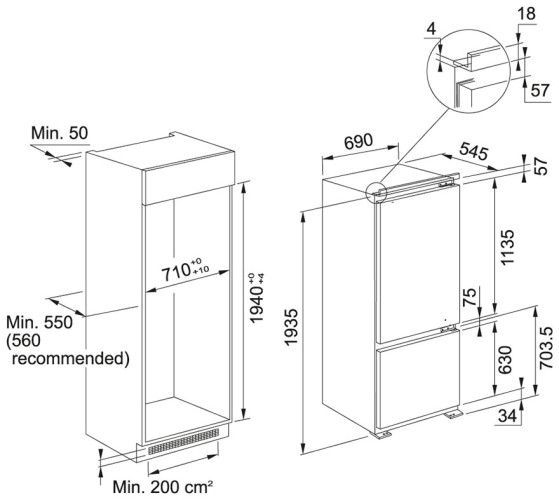 Встраиваемый холодильник Franke FCB 400 V NE E 118.0629.526
