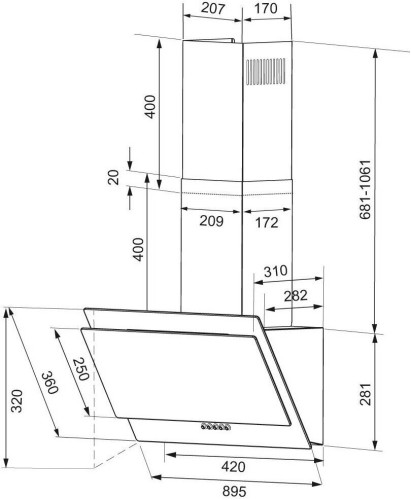 Кухонная вытяжка Krona Venera 900 black S