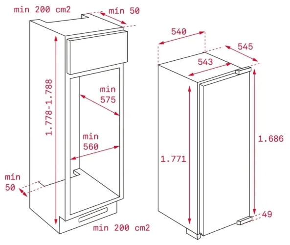 Встраиваемый холодильник Teka TKI2 300