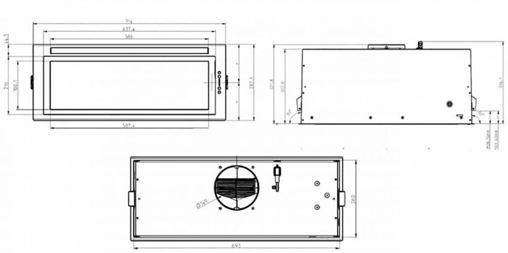 Встраиваемая вытяжка Elica LANE BL MAT A 72