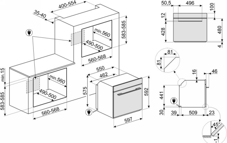 Электрический духовой шкаф Smeg SO6104APB3