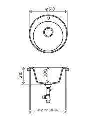 Кухонная мойка Tolero R-108-001 серый металлик