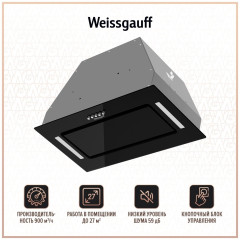 Встраиваемая вытяжка Weissgauff Aviator 600 PB Black Glass черный